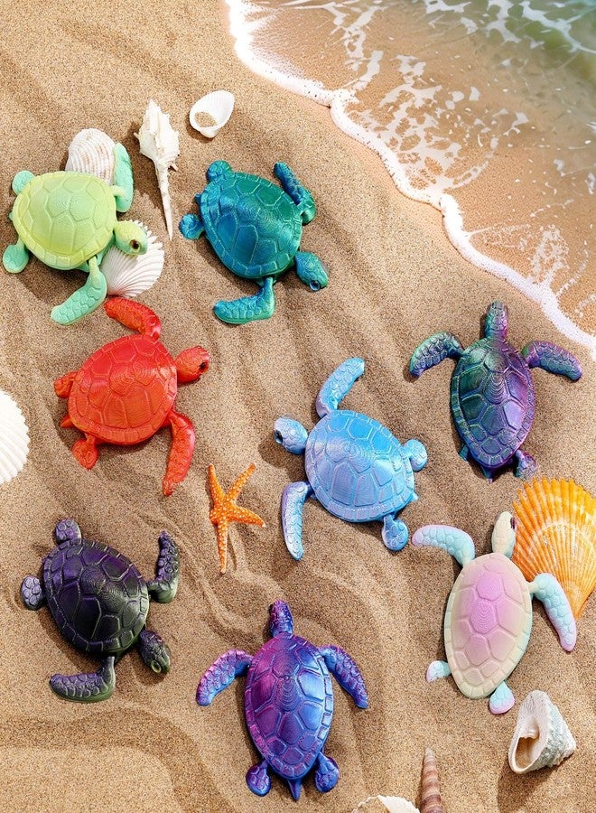 Soulchen 12 Pcs 3D Printed Turtle 3D Printed Animals Sea Turtles Toys Gradient Colors Flexible Animals Statue Desk Fidget Funny Positive Motivational Gifts for Office Home Decor - Image 2